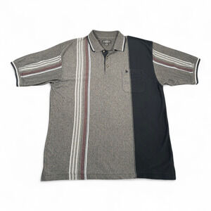 Vintage Knights Sportswear Polo Shirt Adult LARGE Gray Colorblock Striped 90s